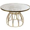 DRW Tavolino Rotondo in Ferro e Vetro in Etnico e Oro 71 x 71 x 45 cm, 71x 71x45cm