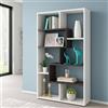 Dmora - Libreria Fremont, Mobile portalibri multiposizione con 8 scomparti, Scaffale da ufficio, Scaffale divisorio per camera, 80x25h180 cm, Bianco e Ossido