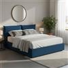 Talamo Italia Letto Matrimoniale Tiziana, Letto Contenitore con Rivestimento in Tessuto, 100% Made in Italy, Apertura Frontale, Adatto per Materasso Cm 160x190, Blu