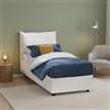 Talamo Italia - Letto singolo Sarah, Letto contenitore con rivestimento in ecopelle, 100% Made in Italy, Apertura frontale, adatto per materasso Cm 90x200, Bianco