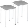ASTIMESA Due sgabelli da cucina modello quadrato ecopelle grigio struttura in metallo bianco, altezza seduta: 45 cm, TACUGR