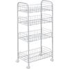 Iris Ohyama, Carrello, Credenza, Vassoio, Contenitore, 4 livelli, Su rotelle, Grande capacità, Ristorante, Cucina, Hotel - Mesh Cart DMC-4 - Bianco