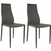KONTE.DESIGN Set di 2 sedie DOWNTOWN in ecopelle, Grigio, 56x42x94 cm