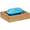 Relaxdays Porta Saponetta Bambù Rettangolare, Griglia Di Scolo Acciaio Inox, Igienico, HxLxP: 3 x 12,5 x 10 cm, Marrone
