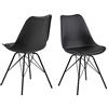 AC Design Furniture Emanuel Sedia da Pranzo, Nero, Plastica, L: 54 x W: 48.5 x H: 85.5 cm, 2 pz.