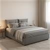 Talamo Italia Letto Piazza e Mezza Miriam, Letto Contenitore con Rivestimento in Tessuto, 100% Made in Italy, Apertura Frontale, Adatto per Materasso Cm 120x190, Grigio