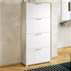 Dmora - Scarpiera Rosa, Mobile multiuso da ingresso con 4 ante a ribalta, Armadietto portascarpe a doppia profondità, 100% Made in Italy, 67x28h147 cm, Bianco e Olmo