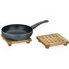 Relaxdays Sottopentole in Legno di bambù, Set da 2 Sottopiatti Quadrati, Cucina, sotto Piatti, Pentola, Colore Naturale