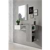 Dmora - Mobile da ingresso Calella, Entratina moderna con specchiera, Mobile con cassetto, Mobile svuotatasche, Cm 100x27h155, Cemento e Bianco