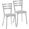 ASTIMESA SCRRGR Due sedie da Cucina, Metallo Pelle Sintetica Alluminio, Grigio, Altura de asiento 45 CMS