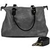 Fashion Commerce Set di 4 Sedie Tessuto con Rivestimento Ecopelle, Grigio