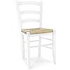 KONTE.DESIGN Set di 2 sedie APPIA in legno laccato bianco, seduta in paglia, 50x60x90 cm
