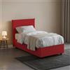 Dmora Letto Singolo Chelsea, Letto Contenitore con Rivestimento in Tessuto, 100% Made in Italy, Apertura Frontale, Adatto per Materasso Cm 90x190, Rosso
