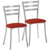 ASTIMESA SCRRRO Due sedie da cucina, in metallo, rosso, altezza della seduta 45 cm