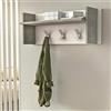 Dmora - Mobile da ingresso Narciso, Mobile appendiabiti con 3 ganci, Mensola portaoggetti da ingresso, 100% Made in Italy, 90x29h34 cm, Bianco e Cemento