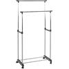 HAKU Möbel Armadio su ruote alu, cromo, nero, Plastica, metallo - Dim. L 80 cm x A 96-165 cm x P 42 cm, Stile Moderno