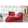 Talamo Italia - Letto pieghevole Andreina, Pouf trasformabile in letto singolo, Chaise longue in ecopelle, 100% Made in Italy, 130x50h50 cm, Rosso