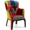 KONTE.DESIGN Poltrona PIGALLE in tessuto Patchwork multicolore e struttura in legno, 74x78x102 cm