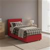 Dmora Letto Singolo Bruna, Letto Contenitore con Rivestimento in Tessuto, 100% Made in Italy, Apertura Frontale, Adatto per Materasso Cm 80x190, Rosso