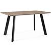 KONTE.DESIGN Tavolo GIANT in legno naturale scuro e gambe oblique in metallo nero, 140 x 80 cm