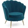 KONTE.DESIGN Poltrona GILIOLA in tessuto effetto velluto Blu Pavone
