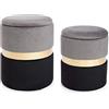 KONTE.DESIGN Set di 2 Pouf contenitore POLINA in velluto nero-grigio