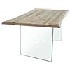 KONTE.DESIGN Tavolo GIANNUTRI in legno massello naturale, base in vetro, 250x100 cm, spessore 4 cm