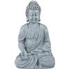 Relaxdays Statua Buddha Seduto 18 cm, per Soggiorno e Bagno, Resistente all'Umidità, In Pietra Artificiale, Grigio