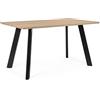KONTE.DESIGN Tavolo GIANT in legno naturale e gambe oblique in metallo nero, 140 x 80 cm