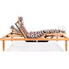Marcapiuma Rete a Doghe Motorizzata Matrimoniale 160x190 alta 35 cm Modello Nature Med Legno di Faggio Naturale Telecomando Wi-Fi Regolazione Lombare 4 Piedi Legno di Faggio Ortopedica Made in Italy