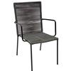 Fashion Commerce Set di 4 Poltroncine in Ferro Nero con Seduta in Corda Antracite