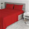 Italian Bed Linen Set Lenzuola Letto Matrimoniale Cotone Max Color, Lavorato in Italia - Completo Letto, Lenzuolo sotto con Angoli, Telo sopra 240x300 cm e 2 Federe con Patella Interna, Rosso
