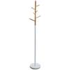 VERSA Malmö Appendiabiti da Terra in Stile Minimalista, Attaccapanni da Terra per Ingresso, con 6 Ganci o Appendiabiti, Misure (A x L x l) 171 x 28 x 28 cm, Metallo e Legno, Colore Bianco