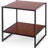 Zinus Dane Tavolino 51x51x51 cm - Tavolino con venature di legno nero - Marrone scuro e nero