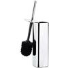 Relaxdays Portascopino da parete sospeso scopino bagno per montaggio a muro HLP: 38,5x8x8 cm, argento/nero