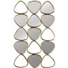 DRW Specchio da Parete con specchi in Metallo in Oro 53 x 5,5 x 85 cm, 17 x 15 cm, 53x5,5x85cm, INT.17x15cm