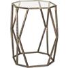 HAKU Tavolino in metallo bronzo con vetro di sicurezza da 8 mm - Dimensioni: L 37 x A 50 x P 37 cm Stile: Art Déco