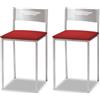 ASTIMESA Due sgabelli da cucina con schienale in ecopelle rossa, altezza seduta 45 cm