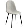 ZONS Stockholm - Sedia scandinava in tessuto beige e imbottitura, colore: Nero, Set di 2 Sedie