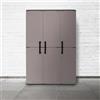 Dmora Armadio da Esterno Bilzen, Mobile Outdoor, Armadio Balcone Multiuso, 100% Made in Italy, Grigio e Nero, Finitura Righe, 102x37h163 cm