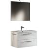 Mama Store ERA 80 - Mobile Bagno Sospeso 80 CM QUERCIA BIANCO con Lavabo, Specchio e Lampada LED, L.81 X P.47 X H.53 cm