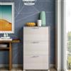Dmora - Scarpiera Iris, Mobile multiuso da ingresso con 3 ante a ribalta, Armadietto portascarpe moderno, 100% Made in Italy, 67x18h112 cm, Larice