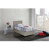 Talamo Italia Letto Singolo Brigida, Letto Contenitore con Rivestimento in Ecopelle, 100% Made in Italy, Apertura Frontale, Adatto per Materasso Cm 80x190, Tortora