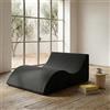 Talamo Italia Pouf Clever, trasformabile in Chaise Longue Matrimoniale, Ecopelle, 100x70x50 cm, Made in Italy, Nero