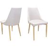 Zons Set di 2 sedie da pranzo scandinavo in tessuto beige con gambe in metallo, 47,5 x 46,5 x 85 cm