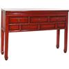 DRW Console Orientale con 3 cassetti Olmo in Rosso 128x30x88cm, Legno