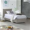 Talamo Italia - Letto singolo Clarissa, Letto contenitore con rivestimento in tessuto, 100% Made in Italy, Apertura frontale, adatto per materasso Cm 80x190, Beige