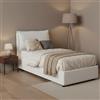 Talamo Italia Letto Singolo Luna, Letto Contenitore con Rivestimento in Tessuto, 100% Made in Italy, Apertura Laterale, Adatto per Materasso Cm 80x190, Bianco