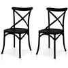 KONTE.DESIGN Set di 2 sedie SAMPHENG in polipropilene Nero con Schienale ad X, design classico