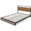 Zinus Suzanne Bed 140x190 cm - Altezza del telaio del letto 18 cm - Struttura letto a piattaforma in metallo e legno con supporto a doghe in legno - Marrone e nero